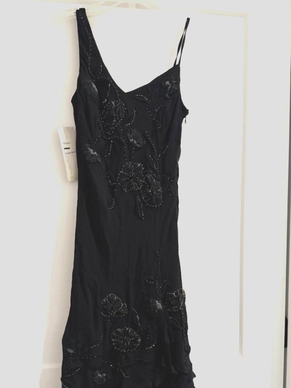 Sue Wong Dress Silk Hand Beaded Sequins Evening Gown Black prom sz 6 Short New Z